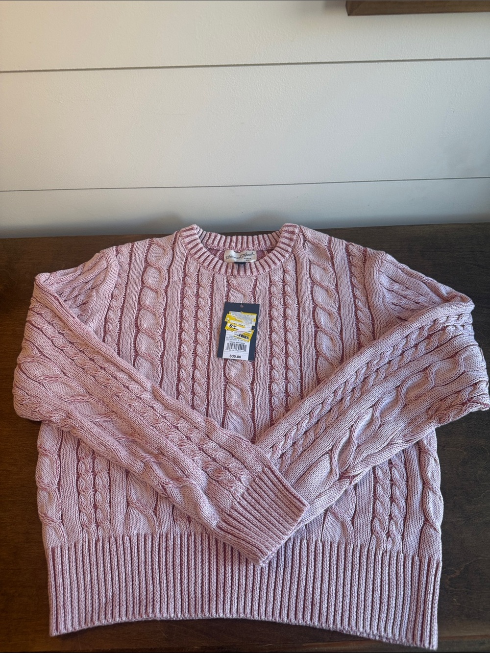 Universal Thread Women’s Cable-Knit Crewneck Sweater - Light Pink